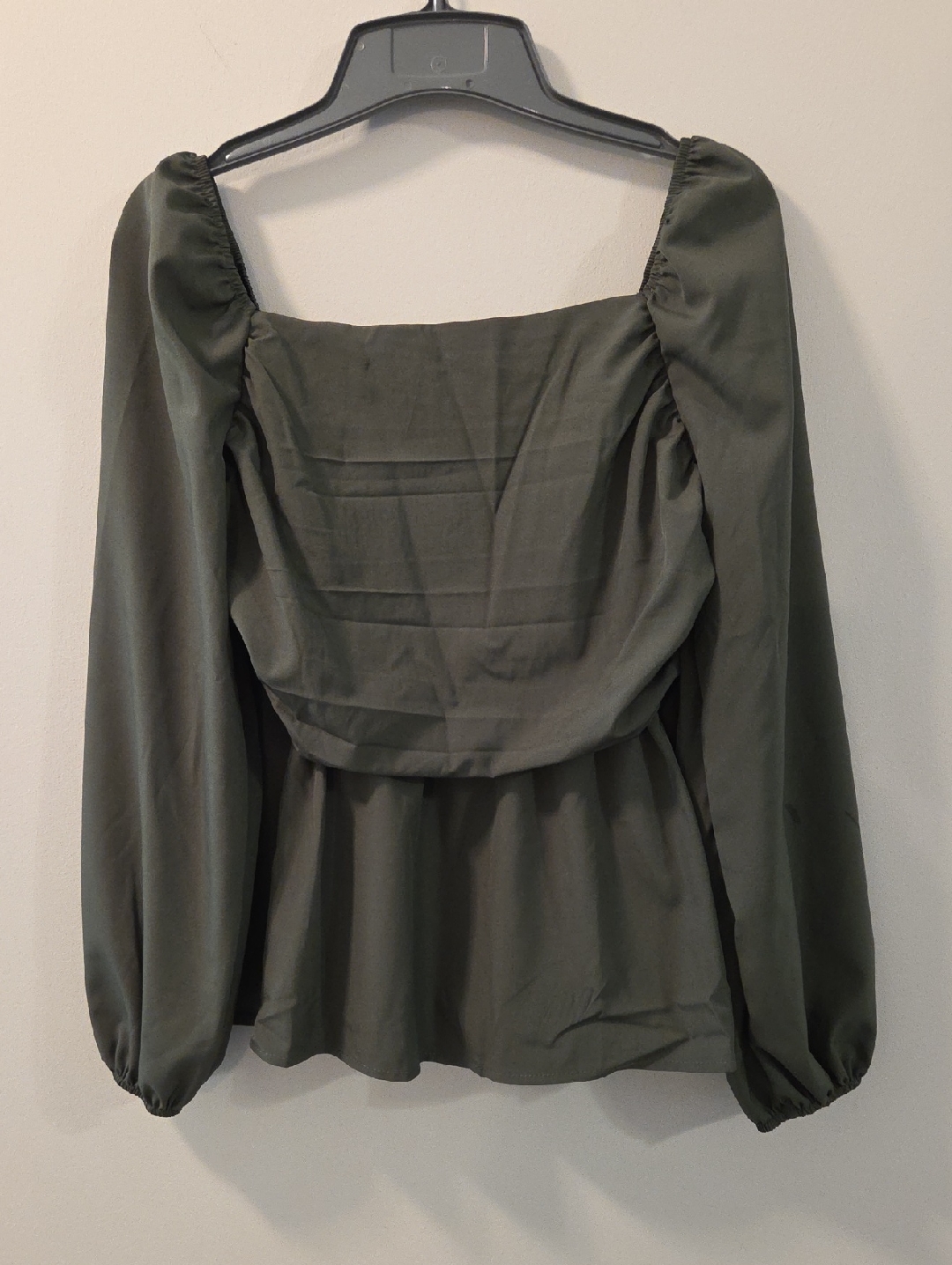 Olive Green Long-Sleeve Square Neck Women's Top